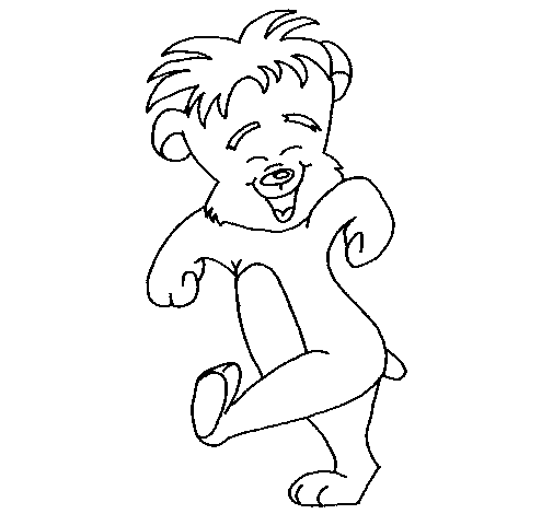 Bear with hairdo coloring page