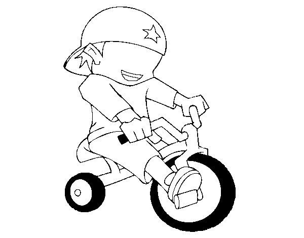 Boy on tricycle coloring page