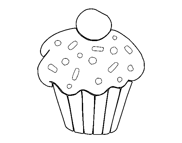 Brownie with cherry coloring page