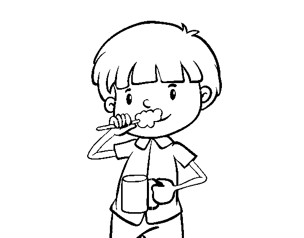 Brushing the teeth coloring page