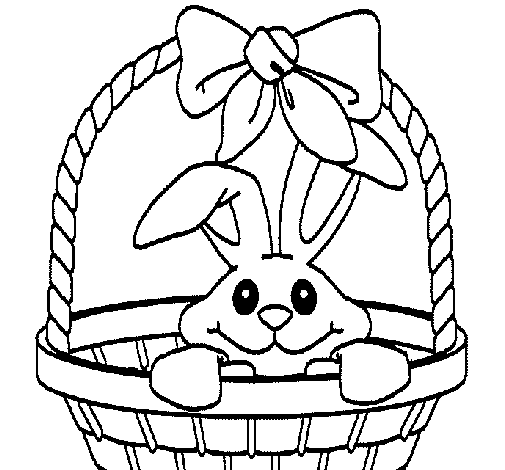 Bunny in basket coloring page