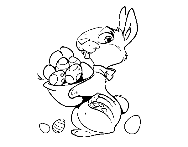 Bunny with Easter eggs coloring page