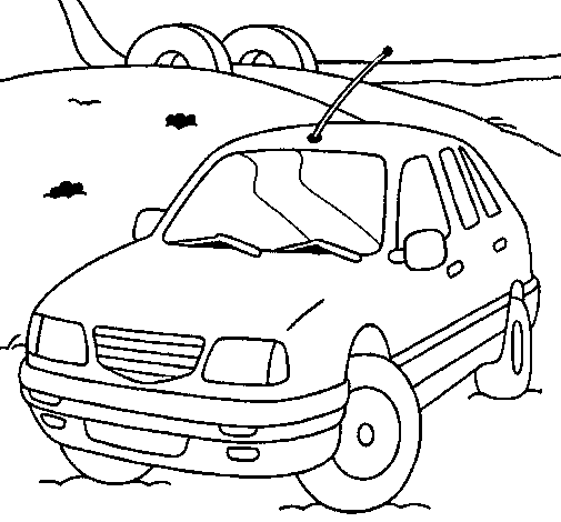Car on the road coloring page