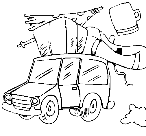 Car with luggage coloring page