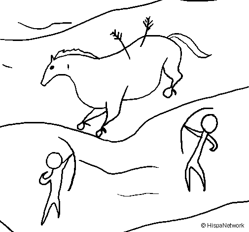 Cave painting coloring page
