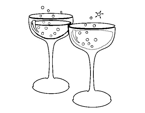 Champagne glasses coloring page
