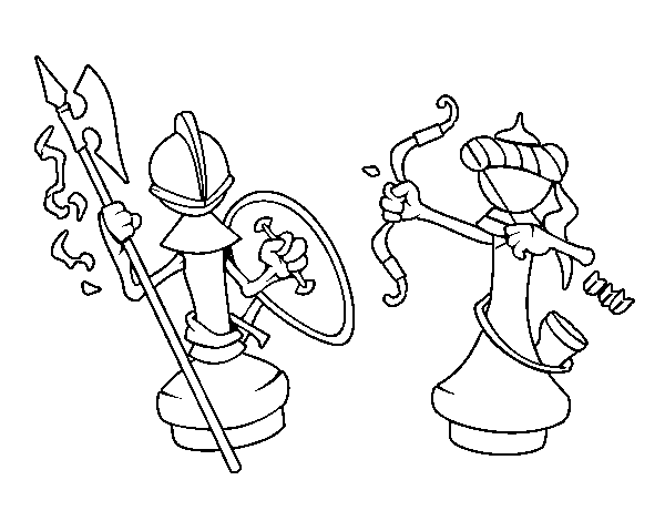 Chess pieces coloring page