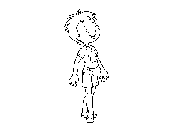 Child with summer set coloring page