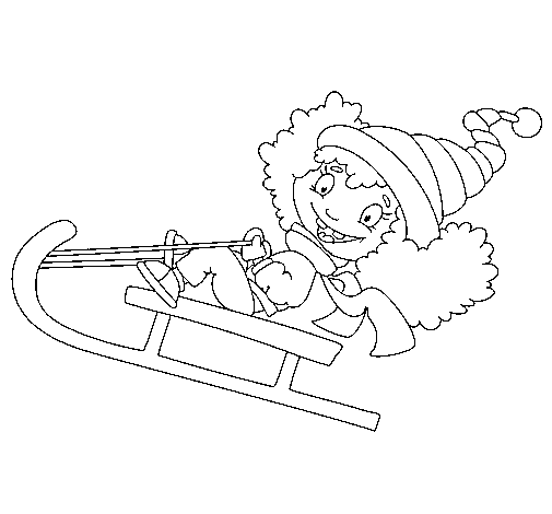Children jumping in the snow III coloring page