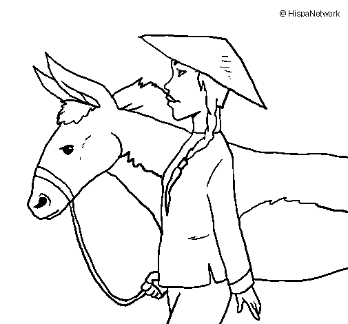 Chinese peasant coloring page