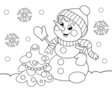 Dibujo de Christmas card snowman