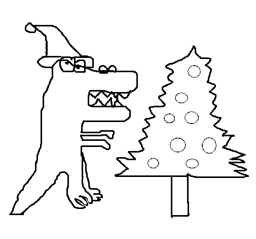 Christmas Dinosaur coloring page