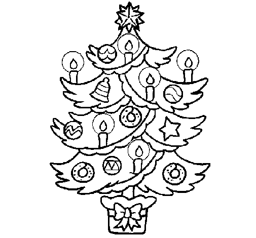 Christmas tree with candles coloring page