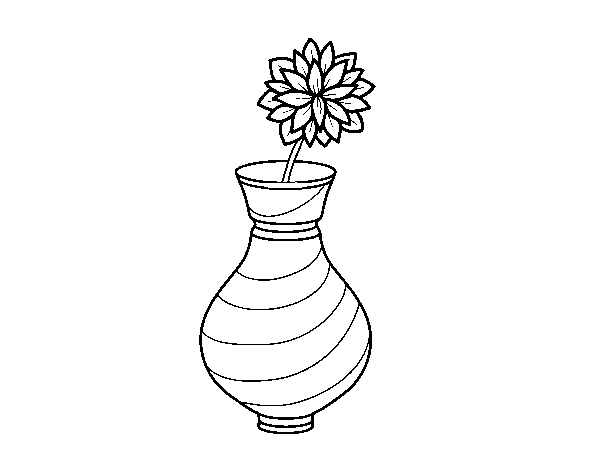 Chrysanthemum in a vase coloring page