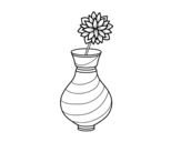 Chrysanthemum in a vase coloring page