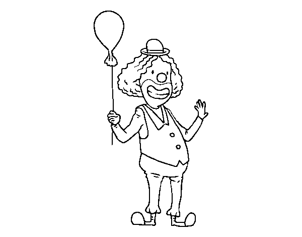  Clown and balloon coloring page