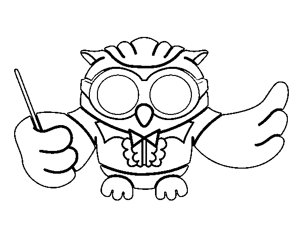 Conductor owl coloring page