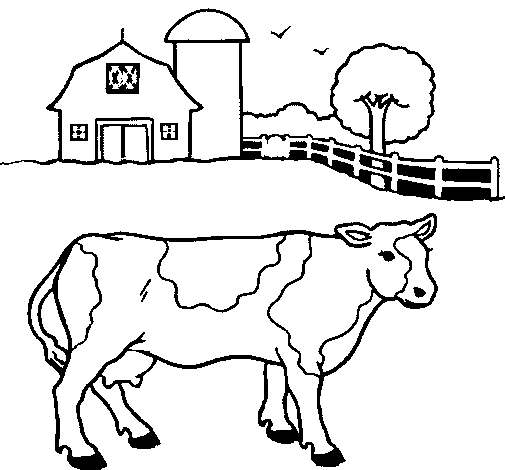 Cow out to pasture coloring page