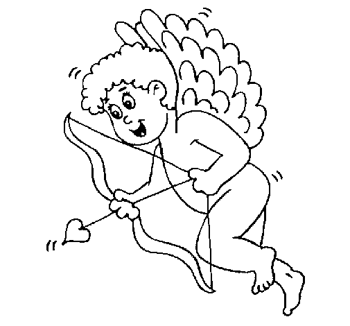 Cupid with big wings coloring page