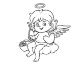 Dibujo de Cupido in a cloud