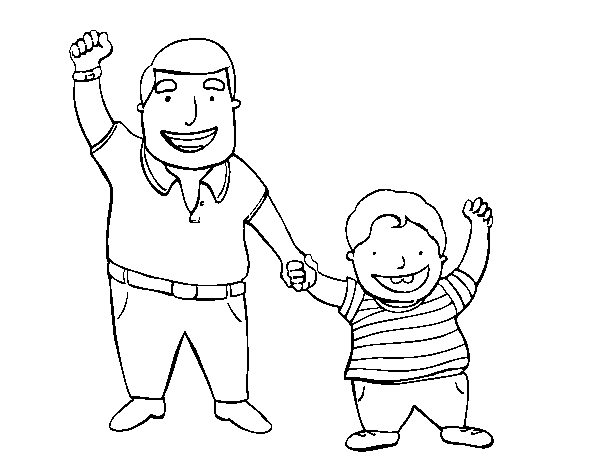 Dad and son coloring page