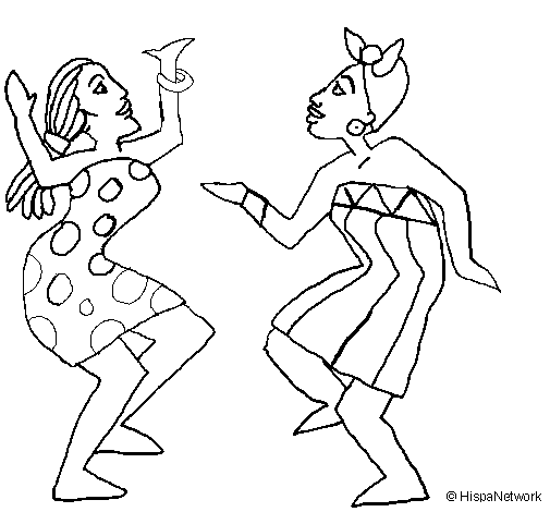 Dancing women coloring page
