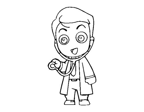 Doctor auscultating coloring page