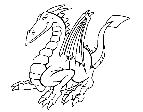 Elegant dragon coloring page