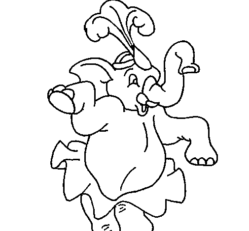 Elephant dancing coloring page
