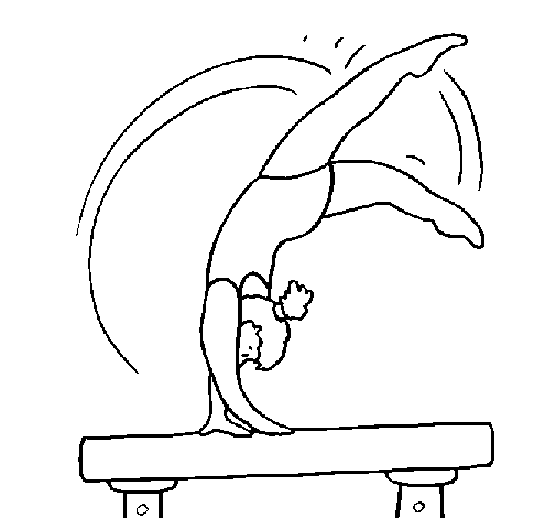 Exercising on pommel horse coloring page