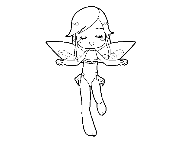 Fairy flying coloring page