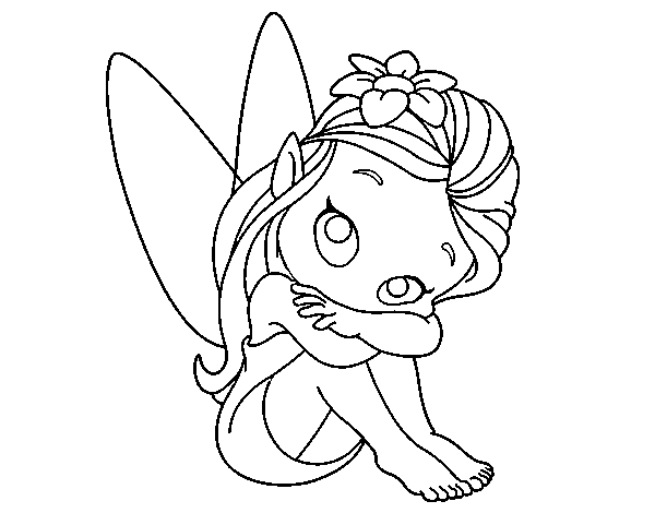 Fairy sitting coloring page