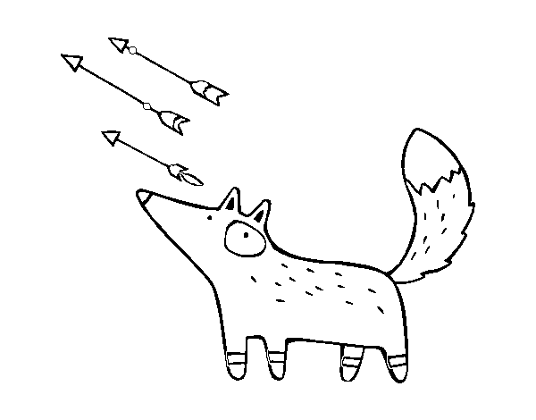 Fox and arrows coloring page