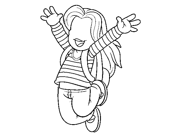 Girl with bag coloring page
