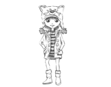 Dibujo de Girl with cat's hat