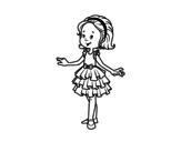 Girl with party dress coloring page