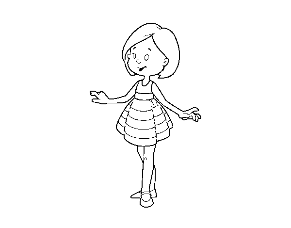 Girl with short dress coloring page
