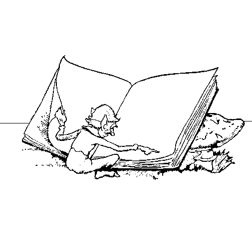 Gnome reading coloring page