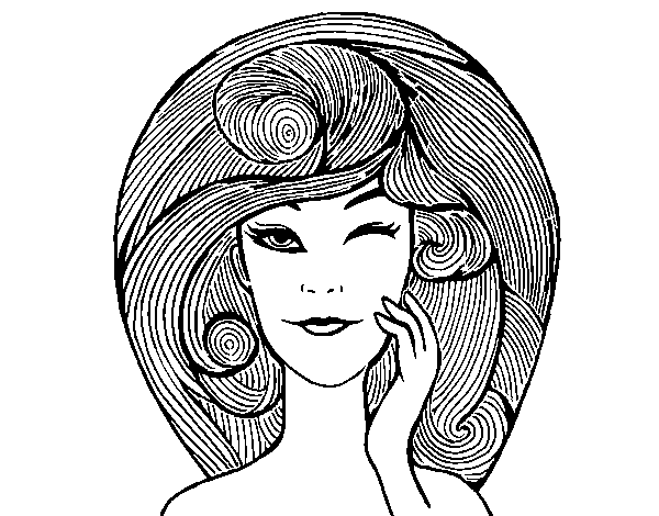 Hairstyle with volume coloring page