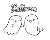 Halloween ghosts coloring page