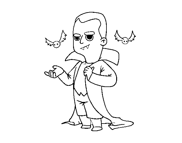 Halloween vampire costume coloring page