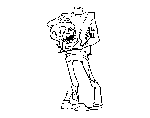 Headless zombie coloring page