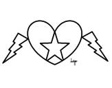 Heart star coloring page