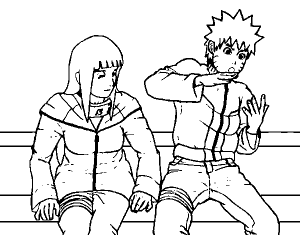 Hinata and Naruto coloring page