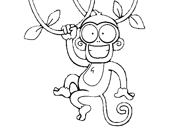Hung monkey coloring page