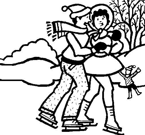 Ice skaters coloring page