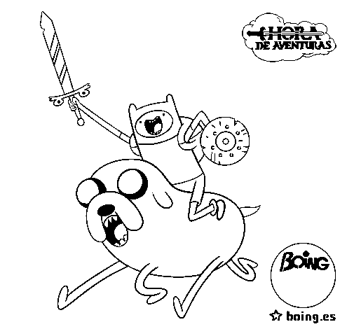Jake and Finn to attack coloring page