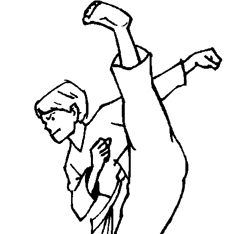 Karate kick coloring page