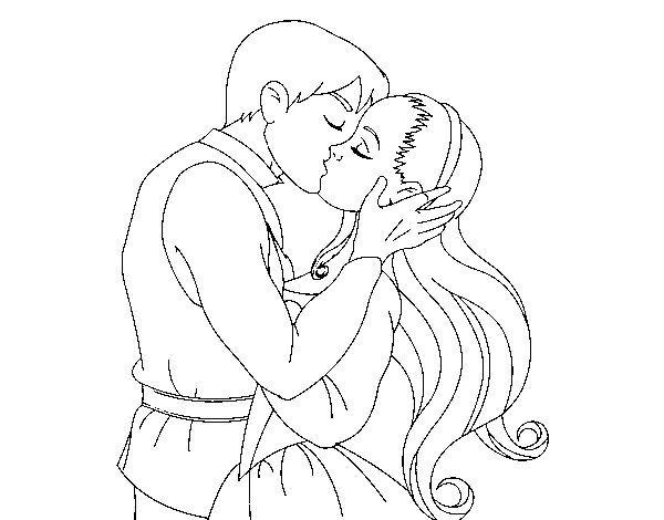 Kiss of love coloring page