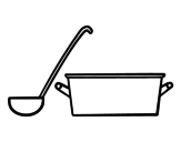 Ladle and pot coloring page